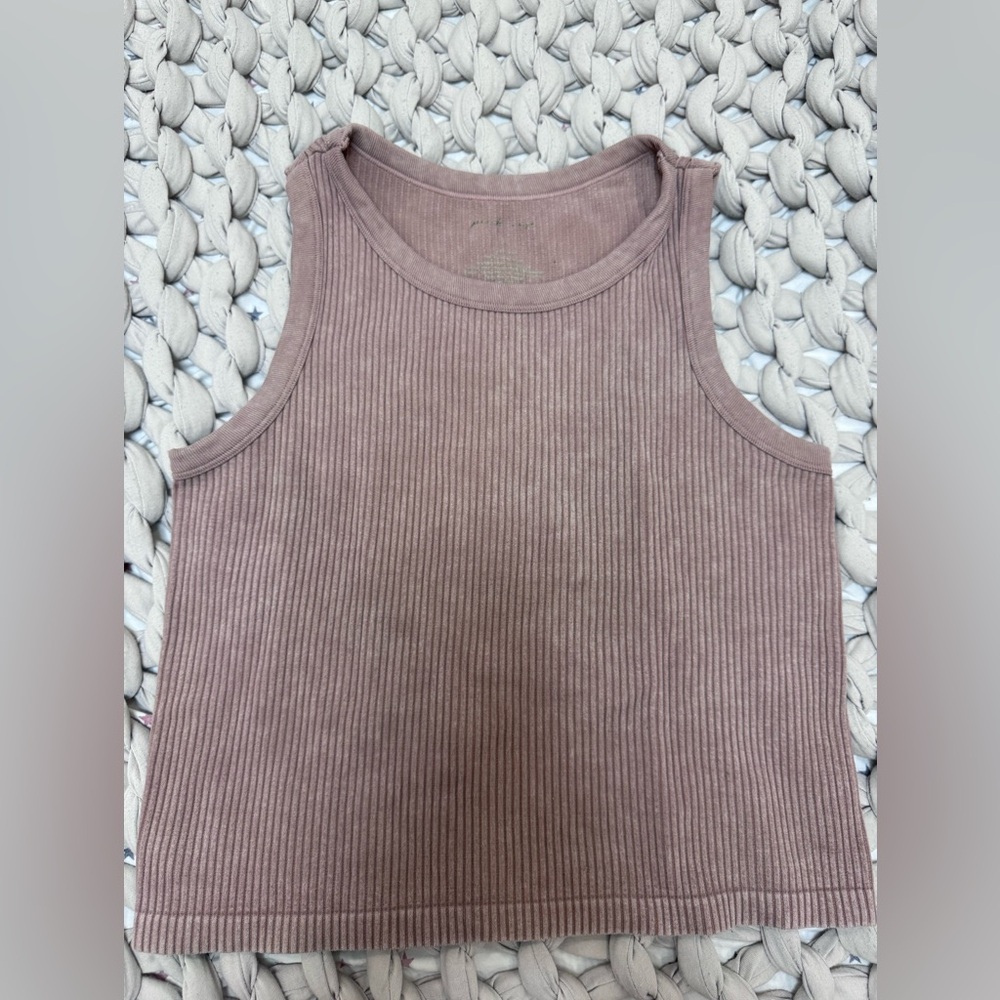 Ribbed Sleeveless Tank Top - Dusty Mauve